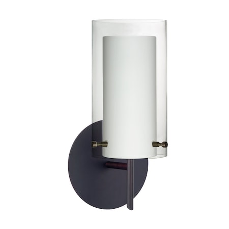 Besa Lighting Pahu 4 Mini Sconce, Clear/Opal, Bronze Finish, 1x5W LED 1SW-C44007-LED-BR